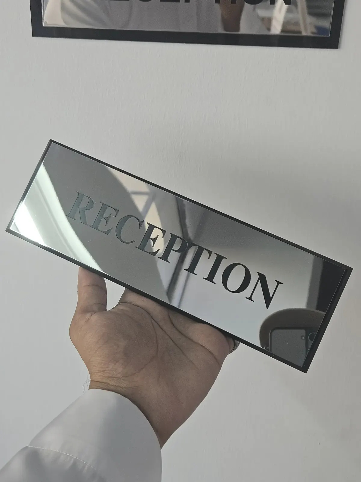 Mirror acrylic reception sign