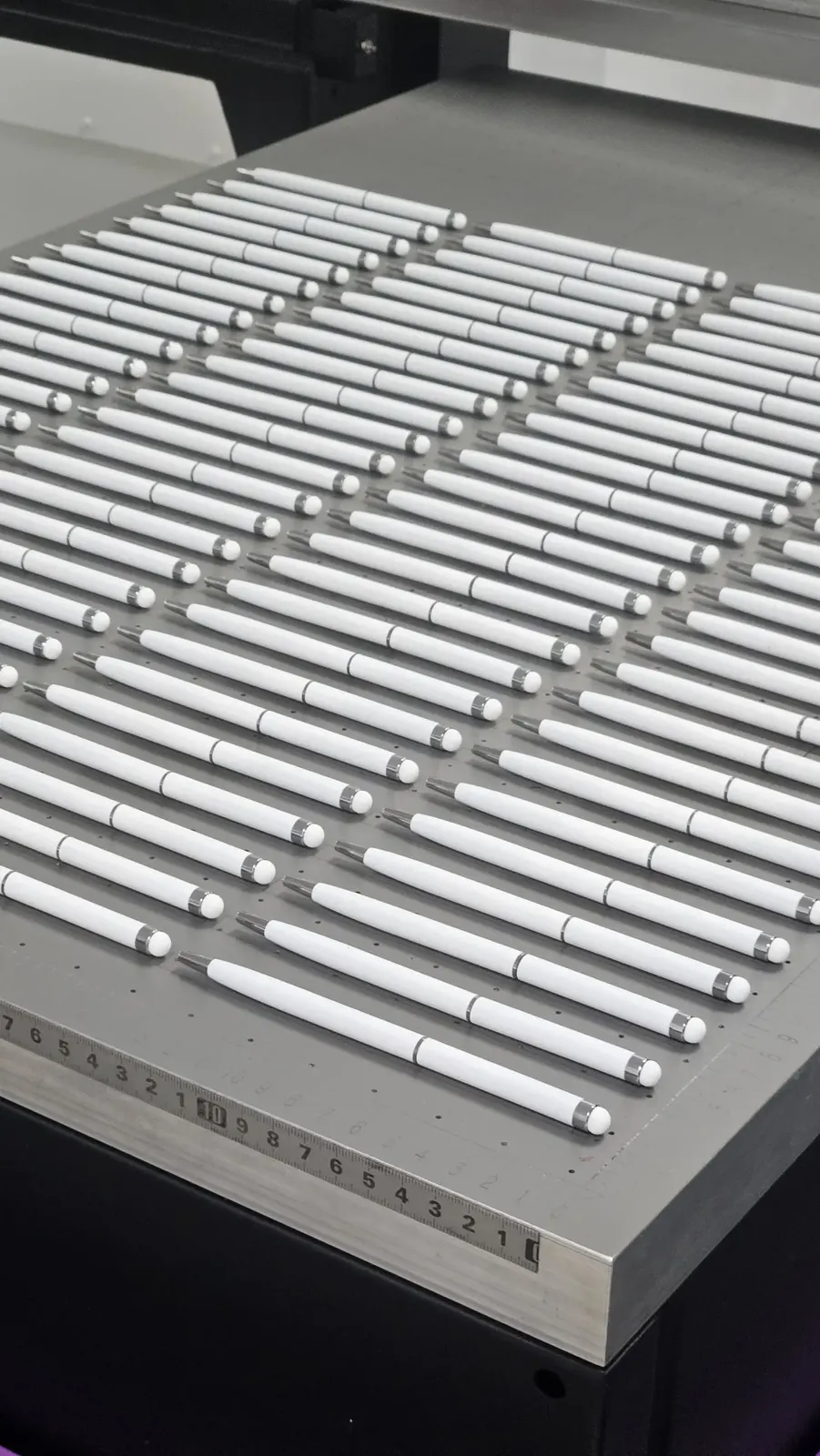 Rows of anodized aluminium tags